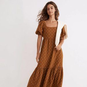Madewell Quilted Tiered Midi Dress in Welsh Blossoms NWT
